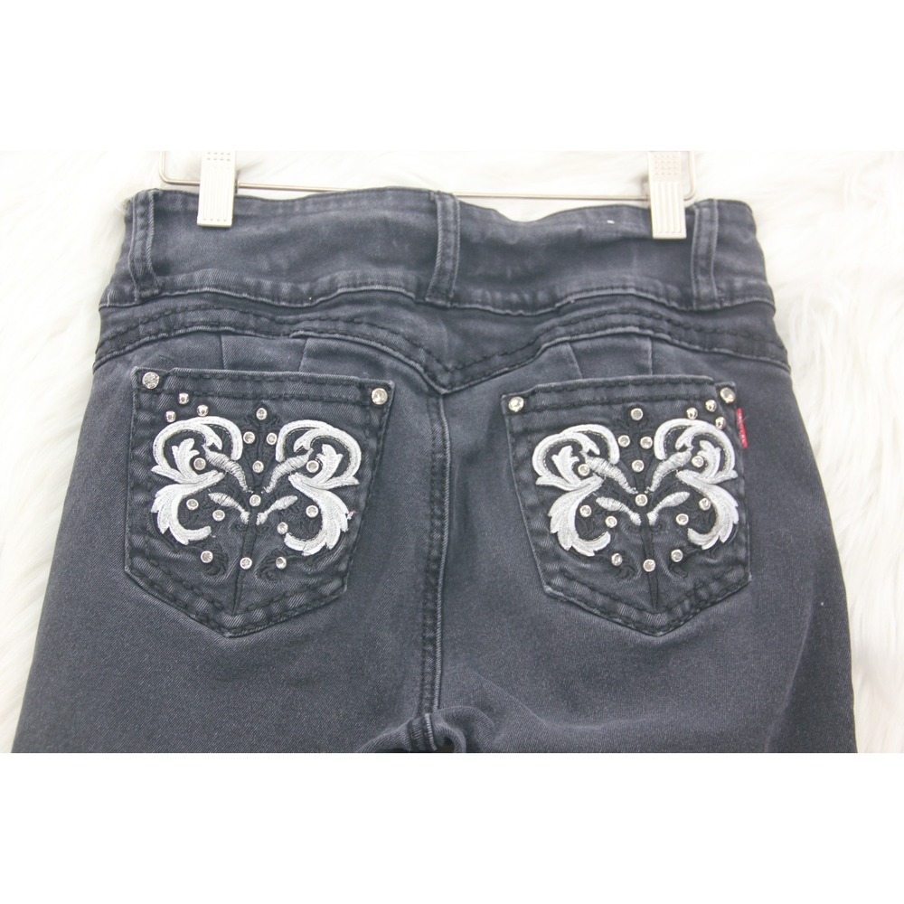2000s Y2K Embroidered Horseshoe Bootcut Jeans 7/8 Jr Love You Western Goth Biker